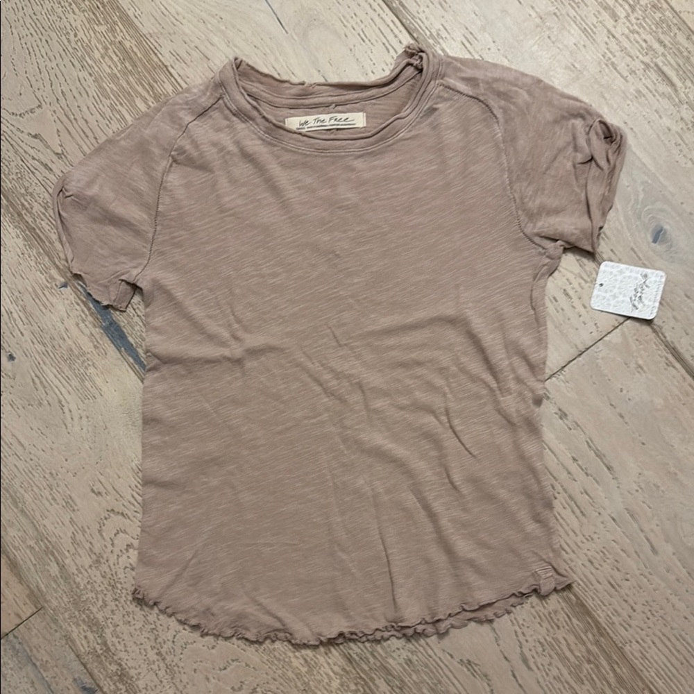 Free People Brown Fitted Short Sleeve Tee size S NWT